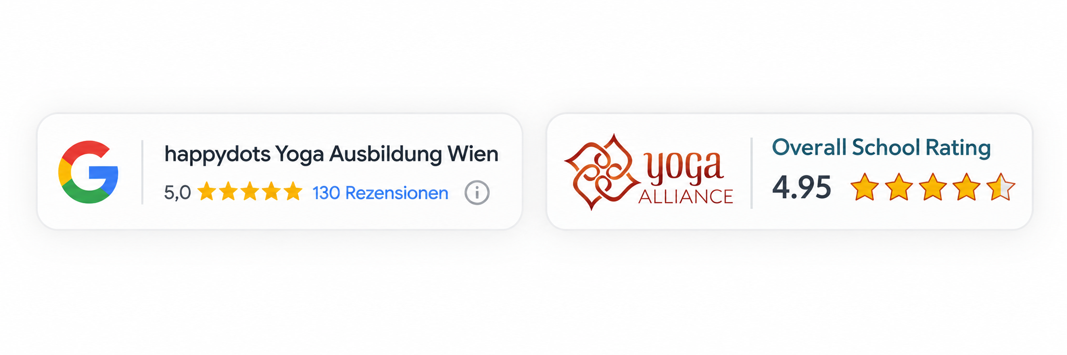 Google Rezensionen und Yoga Alliance rezensionen